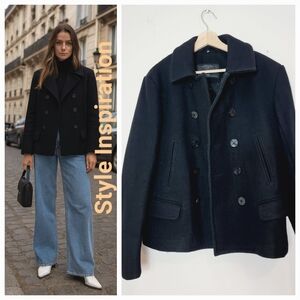 Allsaints Spitalfields Black Darted Black Womens Peacoat Size M